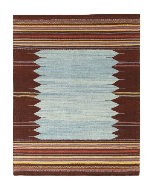 Full view of New Modern Design rug from Iran / Persia, 191 × 150 cm in Blue tones