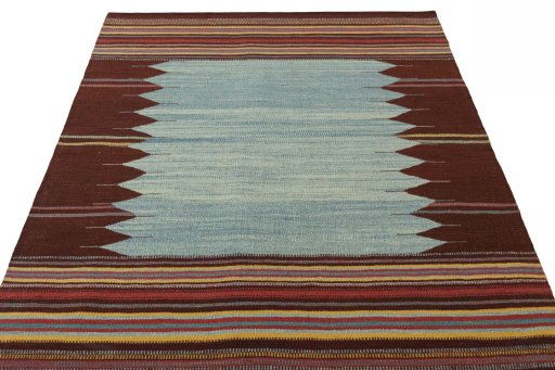 Close-up detail of New Modern Design rug from Iran / Persia showing Wool weave