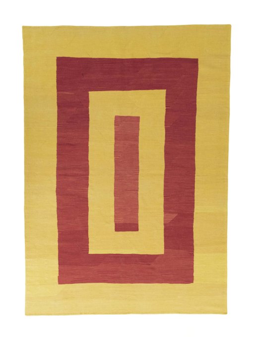 Full view of New Modern Design rug from Iran / Persia, 290 × 207 cm in Yellow tones