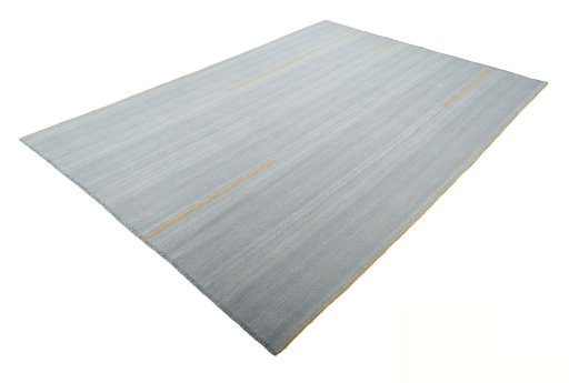 Corner detail of New Modern Design rug showing border pattern and Wool pile