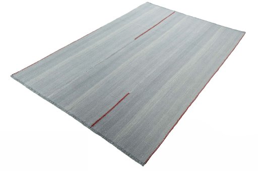 Corner detail of New Modern Design rug showing border pattern and Wool pile