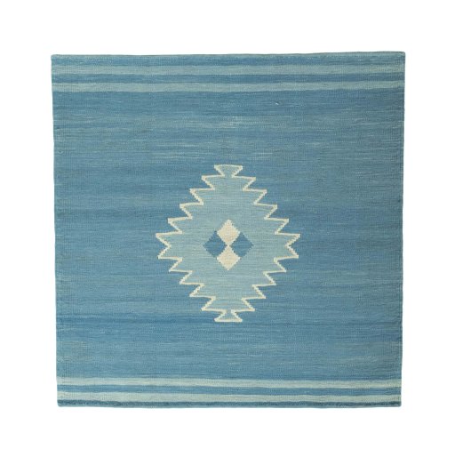 Full view of New Modern Design rug from Iran / Persia, 116 × 114 cm in Blue tones