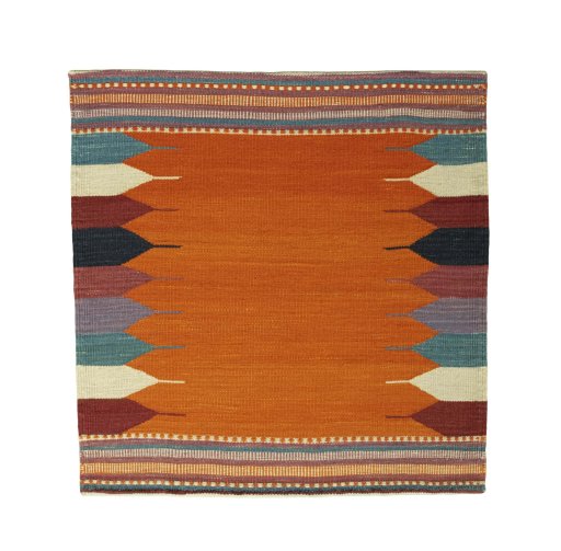 Full view of New Modern Design rug from Iran / Persia, 90 × 87 cm in Yellow tones