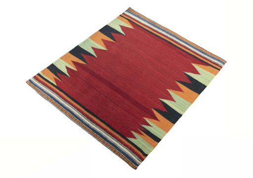 Corner detail of New Modern Design rug showing border pattern and Wool pile