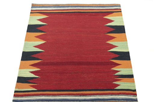 Close-up detail of New Modern Design rug from Iran / Persia showing Wool weave