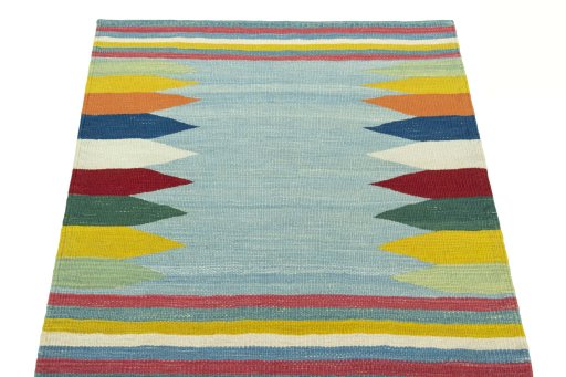 Close-up detail of New Modern Design rug from Iran / Persia showing Wool weave