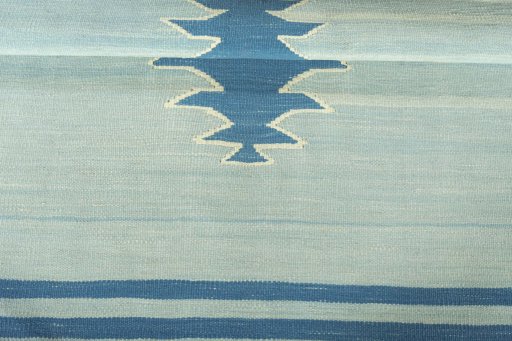Full view of New Modern Design rug from Iran / Persia, 122 × 115 cm in Blue tones