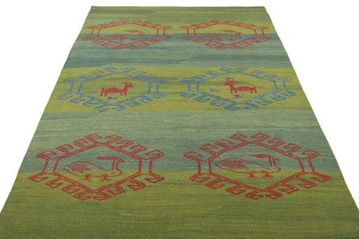 Close-up detail of New Modern Design rug from Iran / Persia showing Wool weave