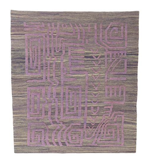 Full view of New Modern Design rug from Iran / Persia, 226 × 201 cm in Red tones
