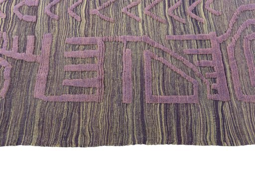 Close-up detail of New Modern Design rug from Iran / Persia showing Wool weave