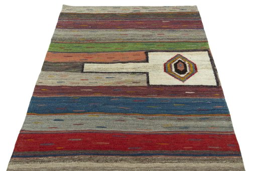 Close-up detail of New Modern Design rug from Iran / Persia showing Wool weave
