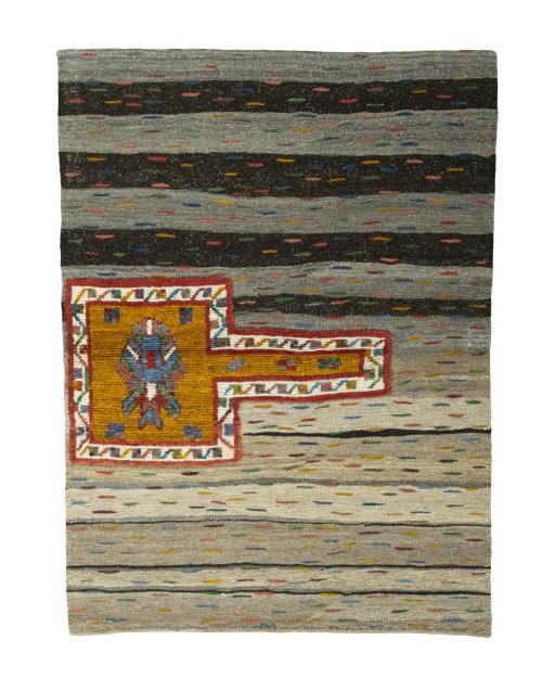 Full view of New Modern Design rug from Iran / Persia, 141 × 104 cm in Brown tones