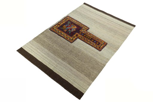 Corner detail of New Modern Design rug showing border pattern and Wool pile