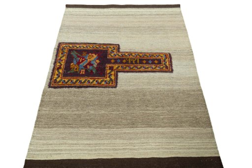 Close-up detail of New Modern Design rug from Iran / Persia showing Wool weave
