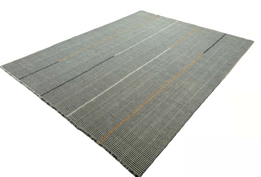 Corner detail of New Modern Design rug showing border pattern and Wool pile