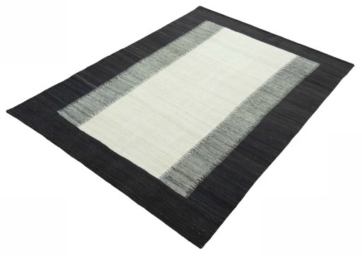 Corner detail of New Modern Design rug showing border pattern and Wool pile