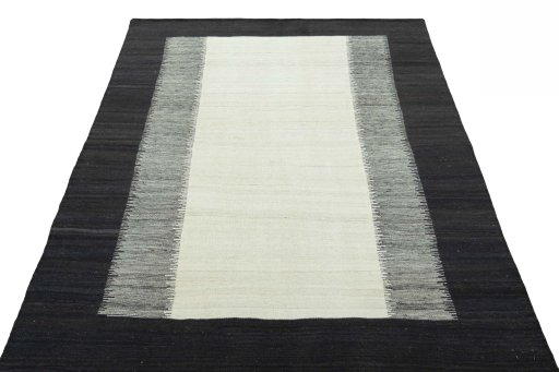 Close-up detail of New Modern Design rug from Iran / Persia showing Wool weave