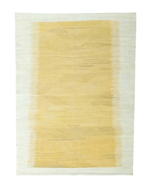 Full view of New Modern Design rug from Iran / Persia, 200 × 146 cm in Yellow tones