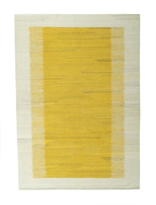 Full view of New Modern Design rug from Iran / Persia, 246 × 174 cm in Yellow tones
