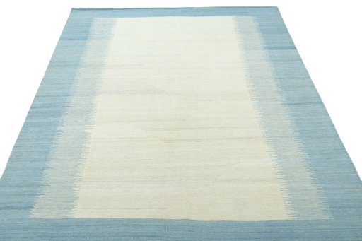 Close-up detail of New Modern Design rug from Iran / Persia showing Wool weave