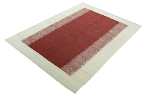 Corner detail of New Modern Design rug showing border pattern and Wool pile
