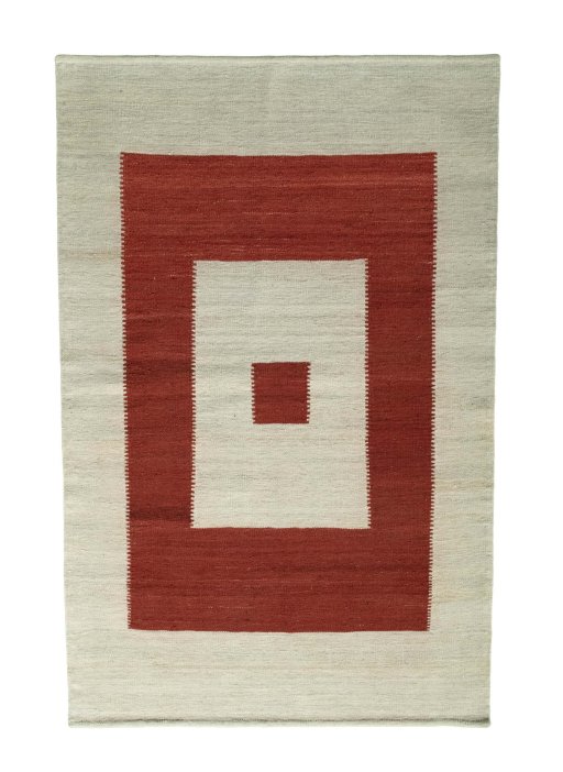 Full view of New Modern Design rug from Iran / Persia, 193 × 125 cm in Beige tones
