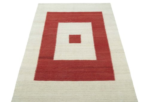 Close-up detail of New Modern Design rug from Iran / Persia showing Wool weave