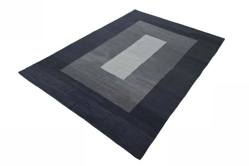 Corner detail of New Modern Design rug showing border pattern and Wool pile