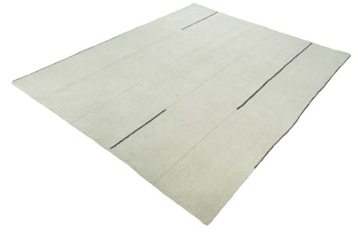 Corner detail of New Modern Design rug showing border pattern and Wool pile