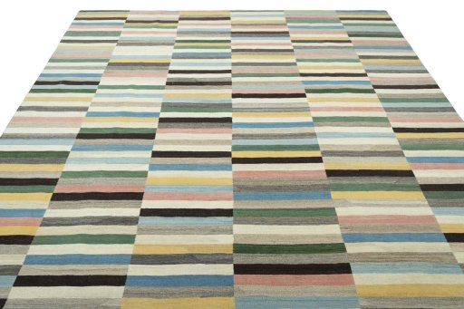 Close-up detail of New Modern Design rug from Iran / Persia showing Wool weave