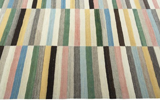 Close-up detail of New Modern Design rug from Iran / Persia showing Wool weave