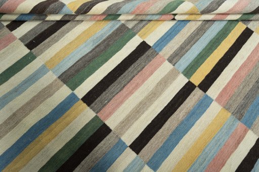 Full view of New Modern Design rug from Iran / Persia, 327 × 315 cm in Multi Color tones