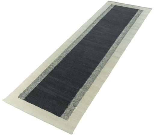Corner detail of New Modern Design rug showing border pattern and Wool pile