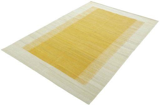 Corner detail of New Modern Design rug showing border pattern and Wool pile
