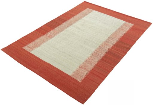 Corner detail of New Modern Design rug showing border pattern and Wool pile