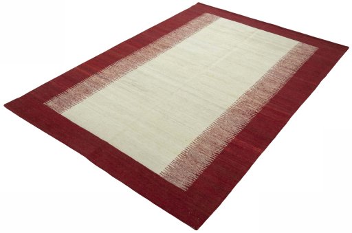 Corner detail of New Modern Design rug showing border pattern and Wool pile