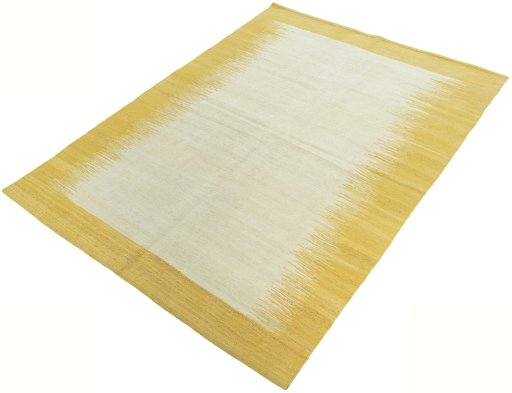 Corner detail of New Modern Design rug showing border pattern and Wool pile