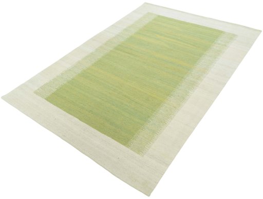 Corner detail of New Modern Design rug showing border pattern and Wool pile