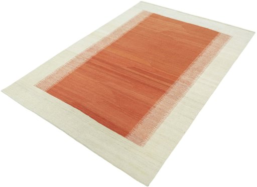 Corner detail of New Modern Design rug showing border pattern and Wool pile