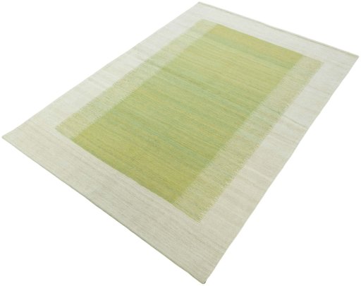 Corner detail of New Modern Design rug showing border pattern and Wool pile