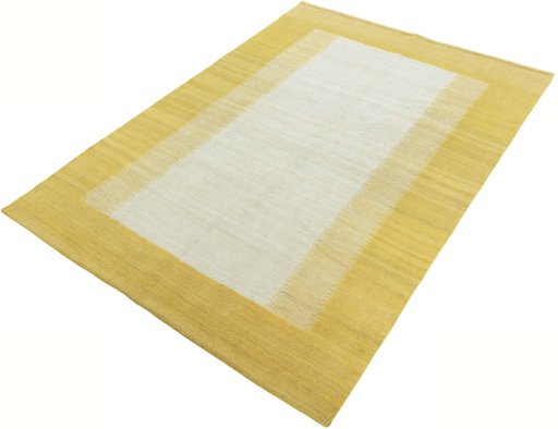 Corner detail of New Modern Design rug showing border pattern and Wool pile