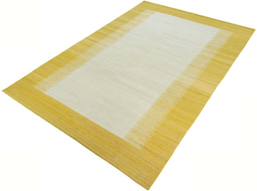 Corner detail of New Modern Design rug showing border pattern and Wool pile