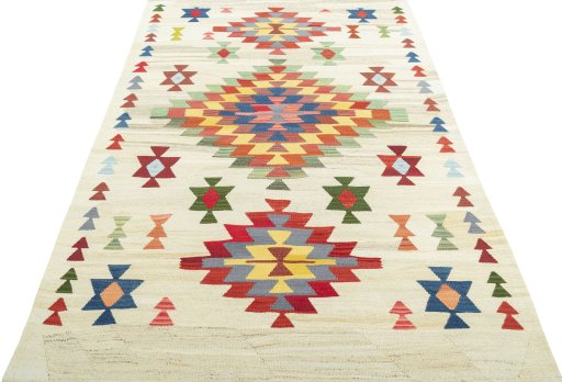 Close-up detail of New Modern Design rug from Turkey showing Wool weave