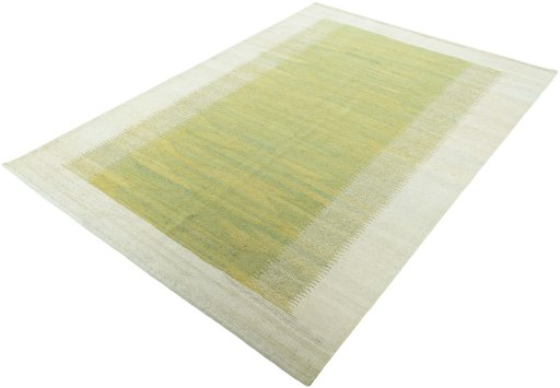 Corner detail of New Modern Design rug showing border pattern and Wool pile