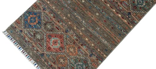 Backside of handmade New Samarkand rug showing knot structure and weave density