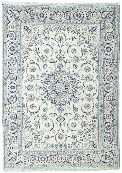 Full view of 2000s Nain rug from Iran / Persia, 348 × 250 cm in Beige tones