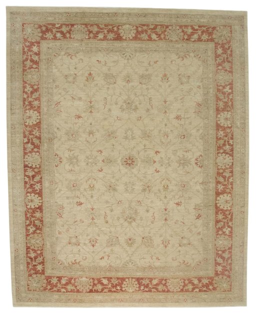 Full view of New Farahan rug from Pakistan, 304 × 245 cm in Beige tones