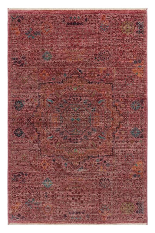 Full view of New Mamluk rug from Pakistan, 121 × 79 cm in Red tones