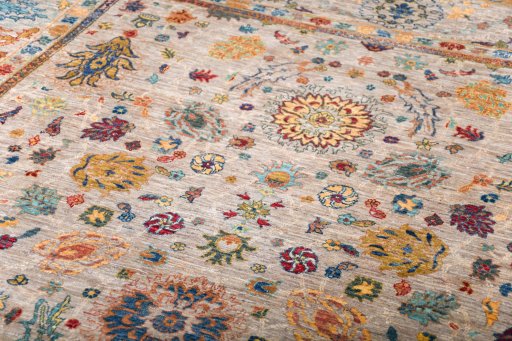 Full view of Unknown Haj-jalili rug from Pakistan, 296 × 204 cm in Cream tones