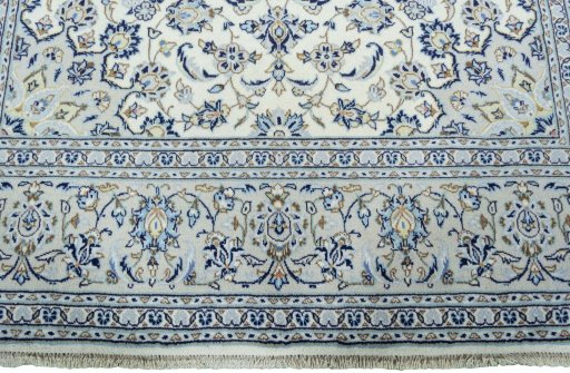 Full view of 2000s Kashan rug from Iran / Persia, 315 × 198 cm in Beige tones